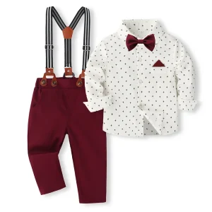4 pezzi costume anniversario per ragazzi 1 2 3 4 5 anni bambino solido primavera autunno boutique set di abbigliamento bambino cotone compleanno vestito 1
