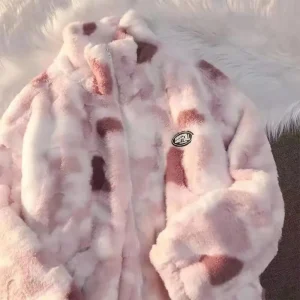 Giacca in pile di agnello tinta unita da donna nuova Autunno Inverno Capispalla con cerniera Giacche calde in peluche Harajuku Cappotto spesso femminile allentato casual 1