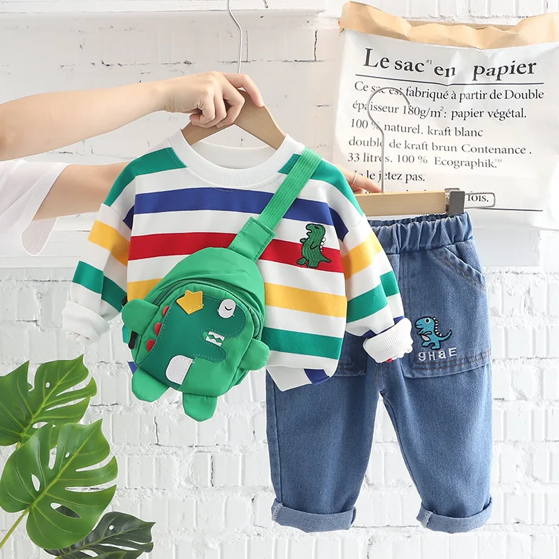 Nuova Primavera Autunno Vestiti Del Bambino Set Bambini Ragazzi T-Shirt A Maniche Lunghe Pantaloni 2 Pz/set Bambini Vestiti Per Ragazze Infantile Costume A Righe 2