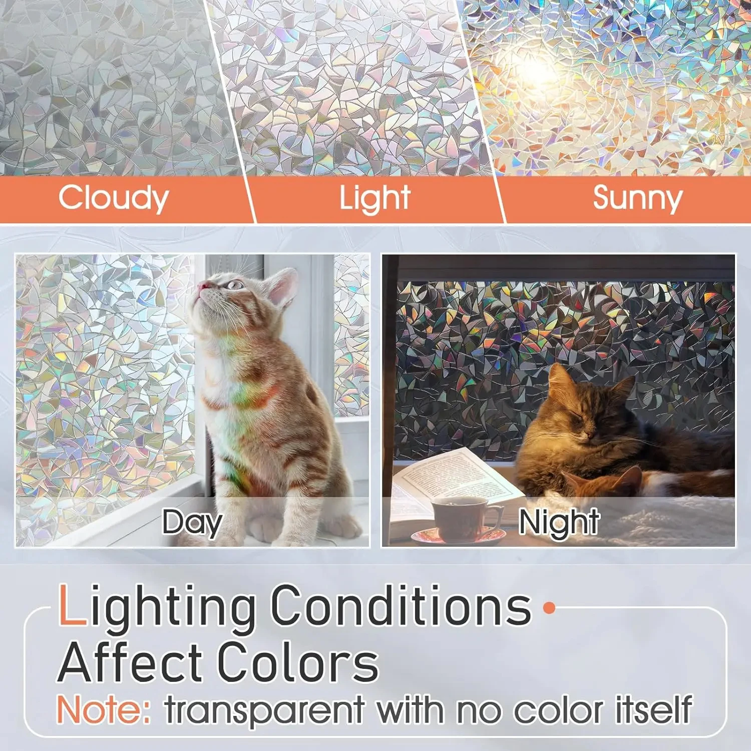 Pellicola per la privacy delle finestre anti-aspetto Adesivo in vetro smerigliato puro Arcobaleno 3D Specchio adesivo statico Film Opaco opaco Foglio di blocco solare 6