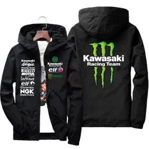 Giacca da squadra di corse con logo Kawasaki, abbigliamento sportivo da uomo impermeabile e antivento, attività all'aperto da uomo alla moda 1
