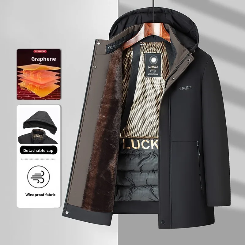 Parka da uomo termico in grafene di alta qualità Giacca a vento Cappotti Cappotto casual da lavoro in pile ispessito invernale 6