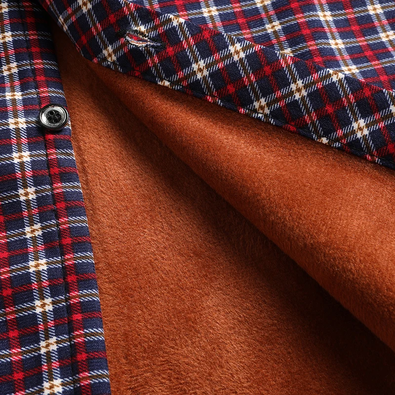 Camicia invernale da uomo 2025 Camicia da papà in flanella scozzese calda spessa foderata in pile per uomo maturo Camicia casual a maniche lunghe con colletto rovesciato 5