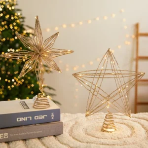 Topper per stella per albero di Natale Ciondolo con fiocco di neve incandescente Topper per albero di Natale Forniture per festival di Natale Decorazioni natalizie Ornamenti 1