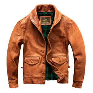 Giacca in pelle primavera arancione uomo giappone stile Casual Plus Size 5XL cappotto corto in vera pelle monopetto in pelle di pecora naturale 1