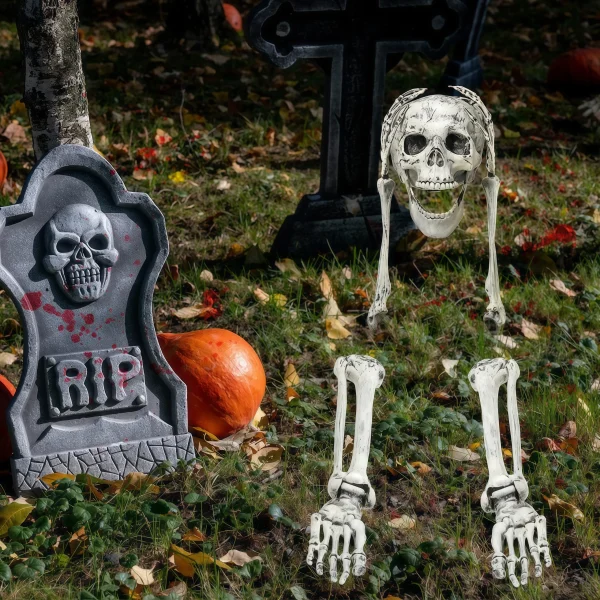 Decorazioni per paletti di scheletro di Halloween, ossa realistiche delle gambe del braccio dello scheletro, decorazione di Halloween del giardino del cortile spettrale 3
