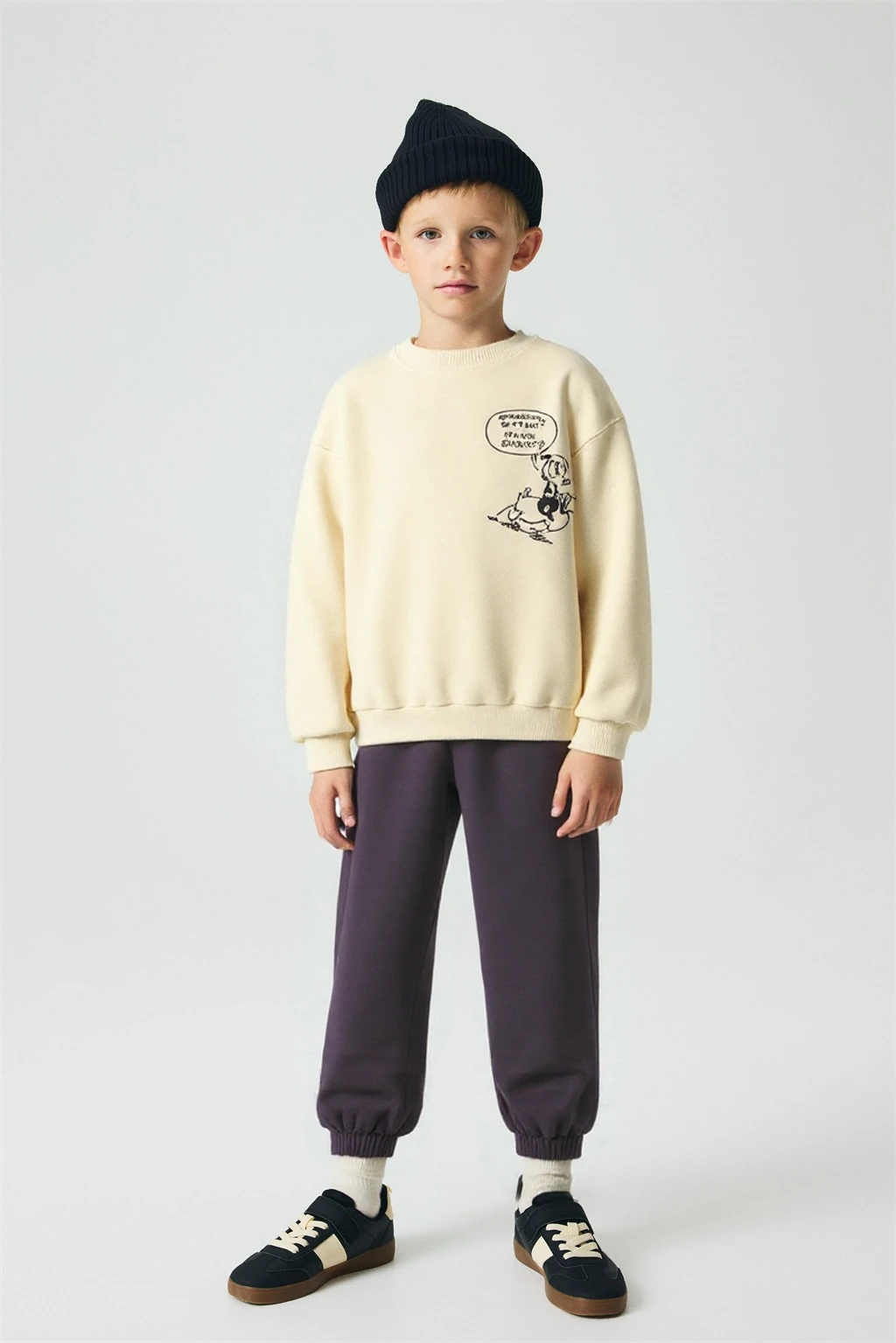 Felpe larghe + pantaloni 2 pezzi / set Abbigliamento autunnale Moda bambino Abiti a maniche lunghe Carino girocollo Top Pantaloni neri per ragazzi Ragazza 1