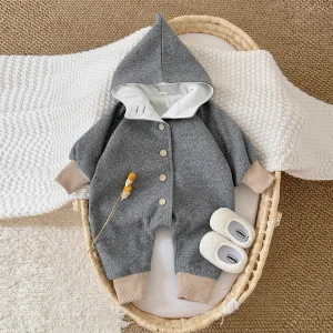 Inverno Neonato Ragazzi Ragazze Jumpsuite Carino Arcobaleno Stampato Manica Lunga con Cappuccio Bambino Pagliaccetti Onepiece Morbido Quotidiano Bambino Abbigliamento 1