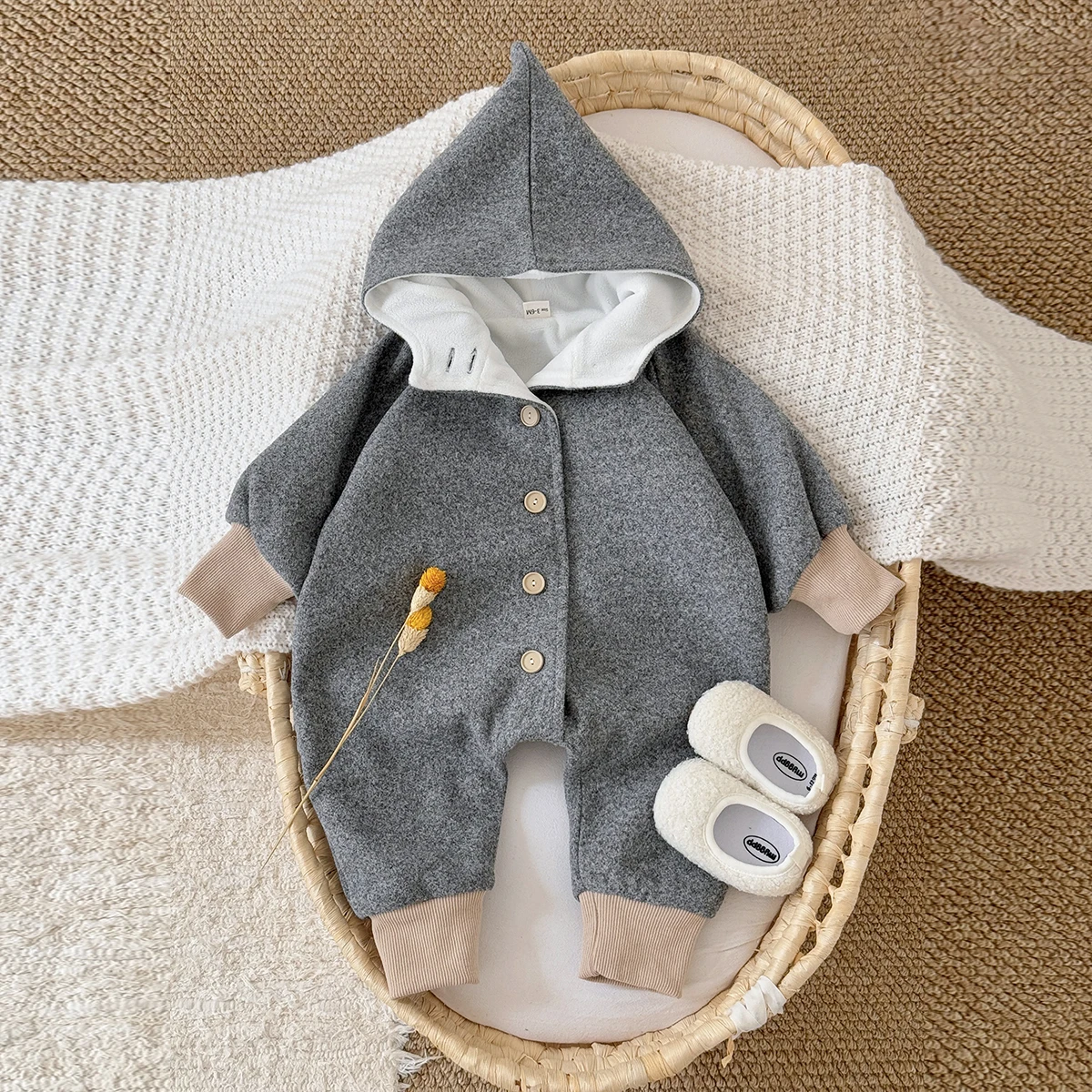 Inverno Neonato Ragazzi Ragazze Jumpsuite Carino Arcobaleno Stampato Manica Lunga con Cappuccio Bambino Pagliaccetti Onepiece Morbido Quotidiano Bambino Abbigliamento 1