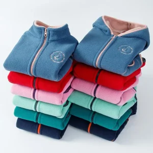 Cappotto per bambini in pile pieno con Zip con cappuccio antivento di marca addensare giacche per ragazzi in doppio pile completi per bambini capispalla per bambini 2-14 anni 1