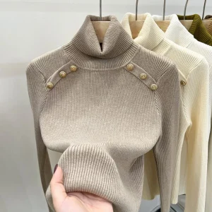 2024 Autunno e Inverno Nuovo maglione di cashmere Dolcevita da donna Pullover lavorato a maglia a maniche lunghe Maglione di cashmere sottile 1
