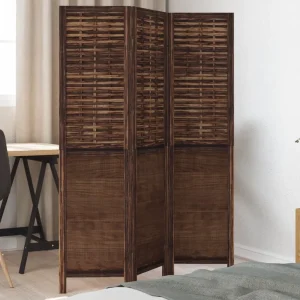 Divisorio 3 Pannelli Marrone Scuro Solido Paulownia Prodotti per la decorazione della casa, schermi divisori, schermi privacy 1