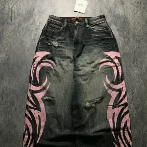 Y2K Graffiti Gotico Jeans Allentati Punk Stampa Jeans Retro Street Street Hip Hop Pantaloni dritti High Street Harajuku Pantaloni da coppia 1