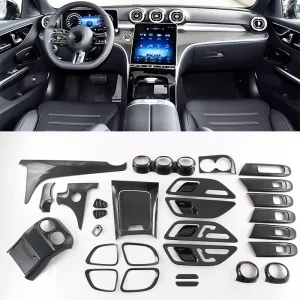 Per Mercedes Benz Classe C W206 C200 C220 C260 C300 2022 2023 ABS Interni auto in fibra di carbonio Center Console Parte Refit Accessori 1
