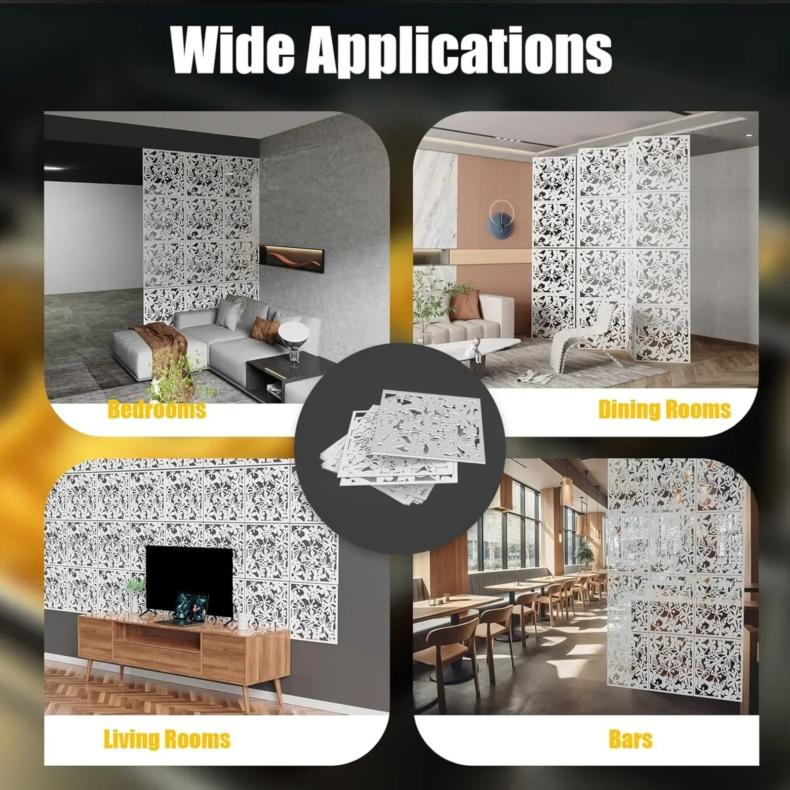 Confezione da 12 divisori sospesi Divisori sospesi multifunzionali per soggiorno, sala da pranzo, camera da letto, bianco 40 x 40 cm 6