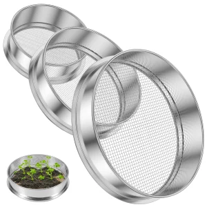 3 pezzi setaccio per terreno in acciaio inox setaccio da giardino impilabile setaccio per terreno set riutilizzabile giardino compost terreno pietra setaccio maglia 1
