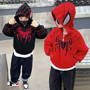 Giacca Spiderman Primavera Bambini Ragazzi Felpa con cappuccio Cartoon Cappotti con cerniera Autunno Abbigliamento per bambini All'aperto Tenere Capispalla casual 1