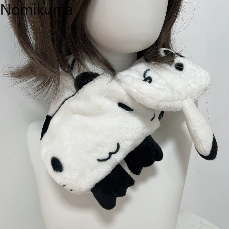 Moda Nuova Sciarpa 2025 Autunno Inverno Donna Sciarpa carina Gatto Cartoon Sciarpa di lana addensata per le donne Ragazze calde Piccolo scialle femminile 2