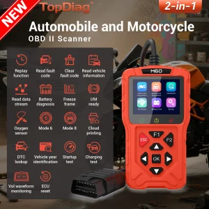 NUOVO Topdiag M60 OBD2 Scanner per codice di guasto per moto e veicolo Leggi ECU gratuito Reset Strumento diagnostico per auto DTC Lookup automobilistico 1