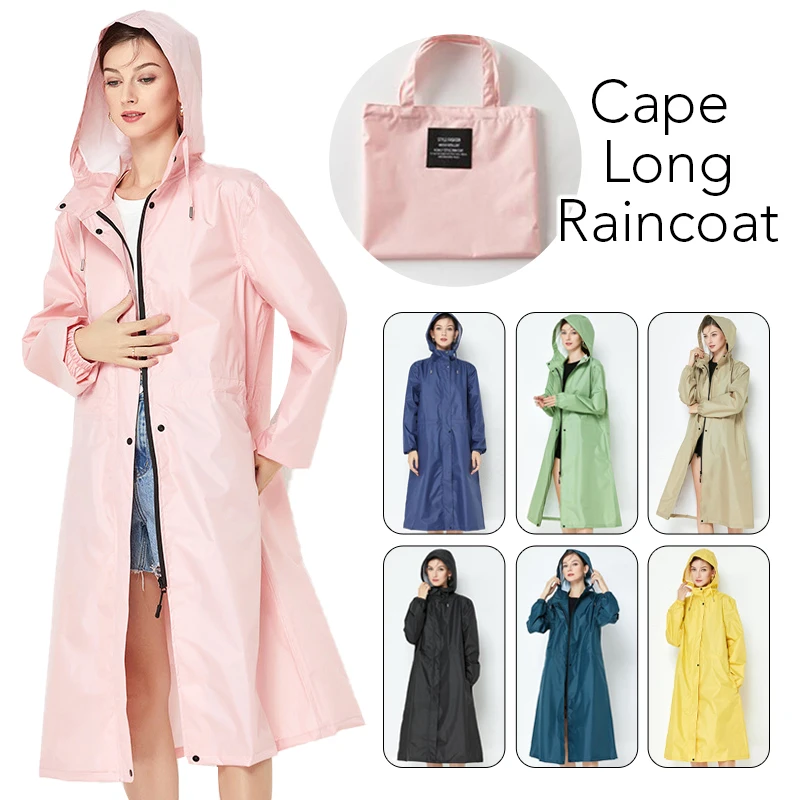 Impermeabile lungo impermeabile da donna Cappotto antipioggia da donna Trench con cappuccio Giacca a vento Leggero abbigliamento antipioggia per escursionismo all'aperto 1