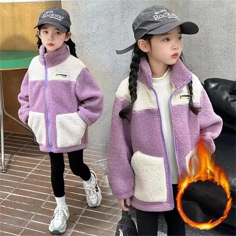 Ragazze Soffici Caldi Giubbotti Per Bambini Inverno Peluche Velluto Tuta Sportiva Per Bambini Autunno Cappotti In Pile Adolescente Moda Abbigliamento Imbottito 3-12Y 6