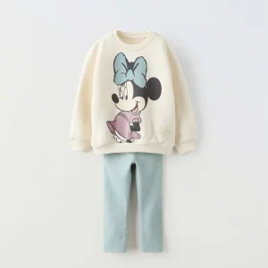 Abiti a maniche lunghe Neonate Felpa da cartone animato 1-6 anni Bambini Minnie Stampa Felpe con cappuccio + Pantaloni Costume di moda autunnale per bambini 1