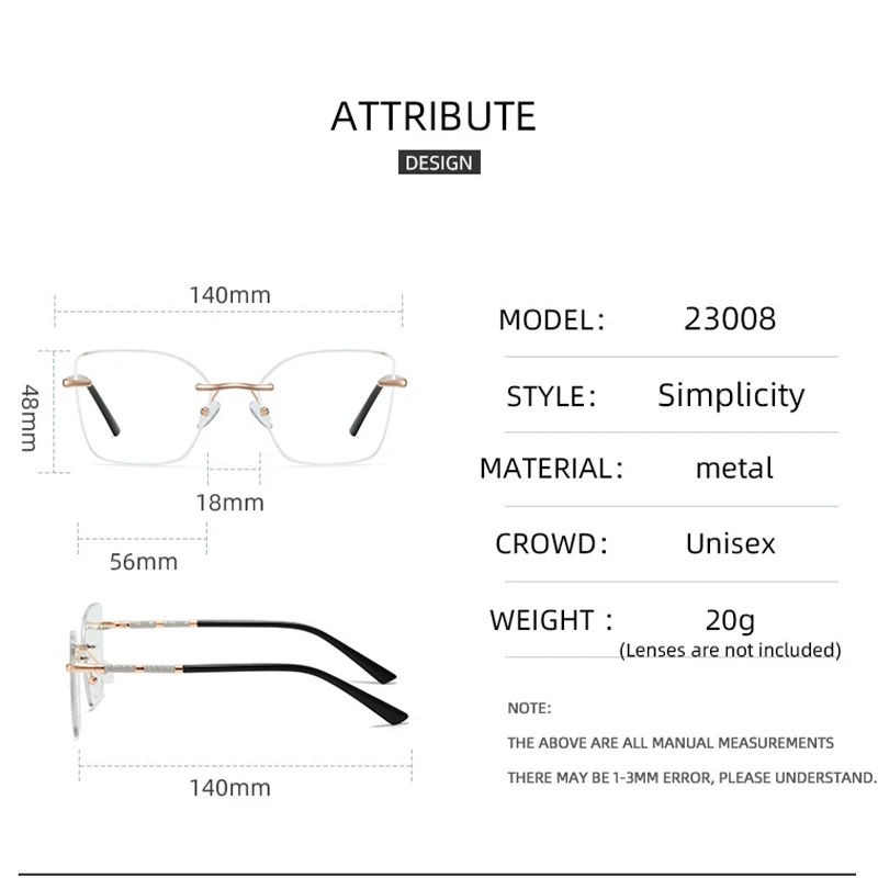 JMISUS 2025 Nuovi Arrivi Cateye Occhiali Da Vista Senza Montatura Primavera Gamba Miopia Occhiali Moda Occhiali Progressivi per Le Donne 4