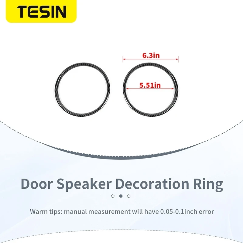 TESIN ABS In Fibra di Carbonio Auto Porta Interna Audio Altoparlante Decorazione Copertura Accessori per Ford Mustang 2015-2020 2021 2022 2023 6