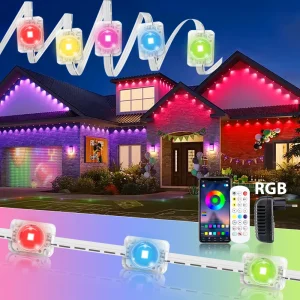 60M Smart RGB Eave Lights App e telecomando IP67 Luci permanenti per esterni a LED per la casa Capodanno Natale Compleanno Illuminazione fai da te 1