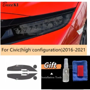 Pellicola protettiva antigraffio per fari auto adesivo trasparente in TPU nero fumo per accessori Honda Civic 10th 2016-2021 1