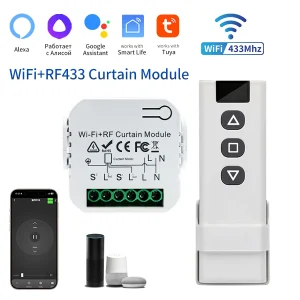 Tuya Smart WiFi Interruttore per tende Controller Tende a rullo Modulo otturatore RF433MHz Telecomando Alexa Google Home Smart Life APP 1