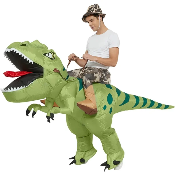 Animale Cartoon Equitazione T-Rex Costume Gonfiabile Asilo nido Bambini Dinosauro Gioco di Ruolo Per Adulti Bambini Inseguendo Gioco Regalo Di Compleanno 4