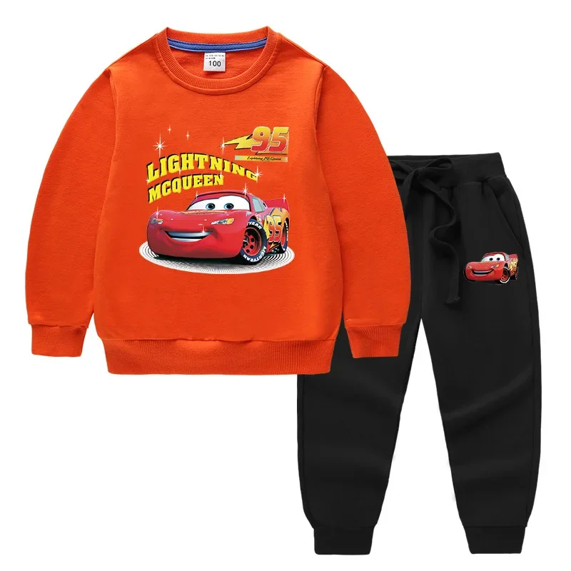 Potdemiel Set per bambini Primavera e autunno Saetta McQueen Vestiti stampati Ragazzi Cotone Bambini Felpe + Pantaloni Tute 3
