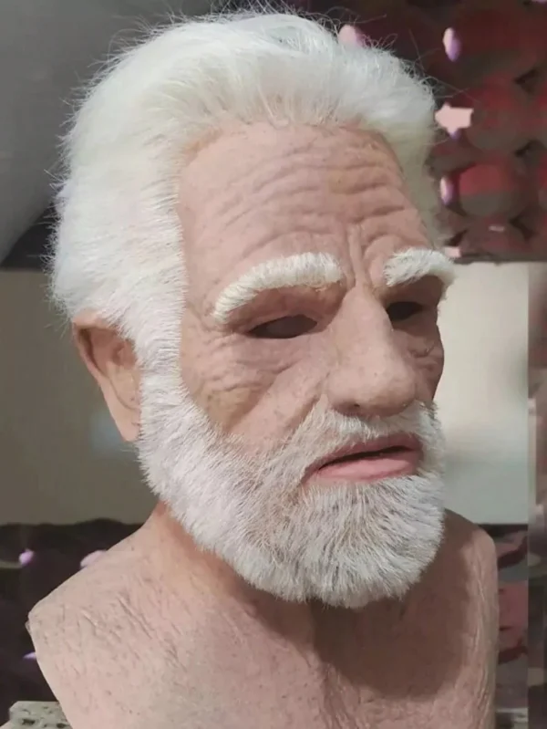 Maschera da uomo anziano di Halloween Simulazione di vicissitudini realistiche Maschera a pieno facciale Gioco di ruolo Copricapo da gioco per feste scolastiche 2