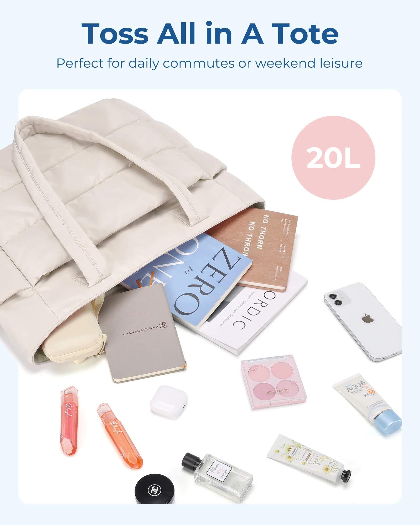 BAGSMART Borsa da donna Borsa tote in tinta unita di grande capacità Borsa versatile per borsa per la spesa di classe per studenti da lavoro per pendolari 6