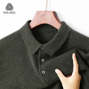 100% lana. Maglione caldo da uomo di alta qualità, POLO elasticizzato casual da lavoro, maglione lavorato a maglia pullover autunno/inverno. 1