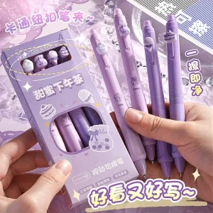 20/4 PCS Creativo Estetico Gomma Termica Penna 0.5mm Del Fumetto Sveglio Cancellabile Penna Gel Nero Blu Inchiostro Materiale Scolastico di Cancelleria 1