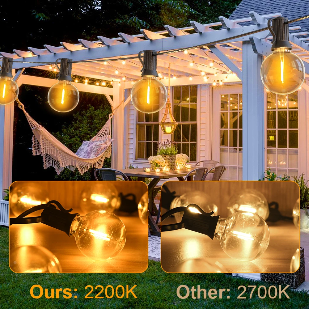 Stringhe di luce a LED G40 Ghirlanda di luce IP44 Stringa di luce per patio 15M 30M 36M Luci da giardino Luci decorative per esterni per matrimonio 5