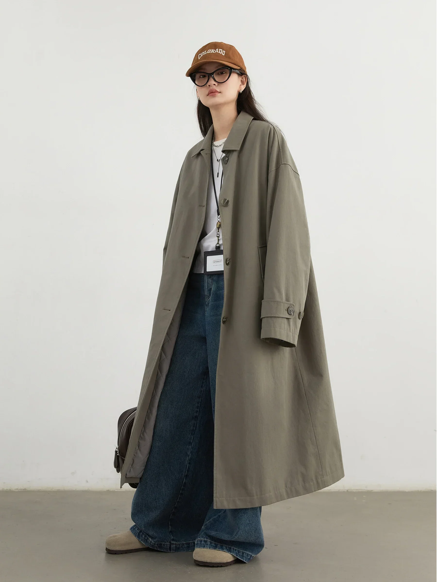 CHIC VEN Trench lungo da donna Allentato Casual Nuovo monopetto con clip in cotone Giacca a vento da donna Cappotto da donna Autunno Inverno 2024 3