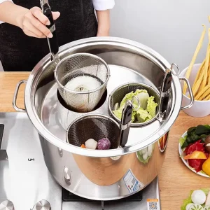   Cucchiaio per colino a rete Colino per pentola calda in acciaio inossidabile Manico lungo Filtro per frittura Tagliatelle coreane Stoviglie 1
