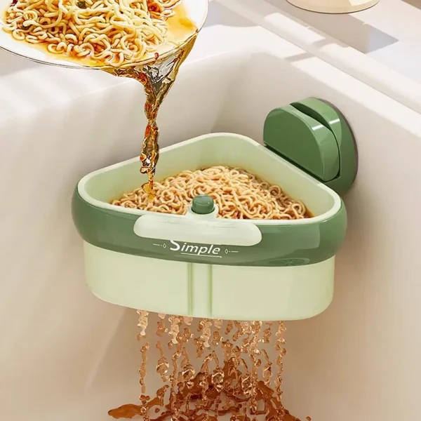 Cestello di scarico per lavello a ventosa Cestello per filtro per lavaggio frutta per uso domestico Cestello per lavello triangolare da cucina per rifiuti alimentari ﻿ 4