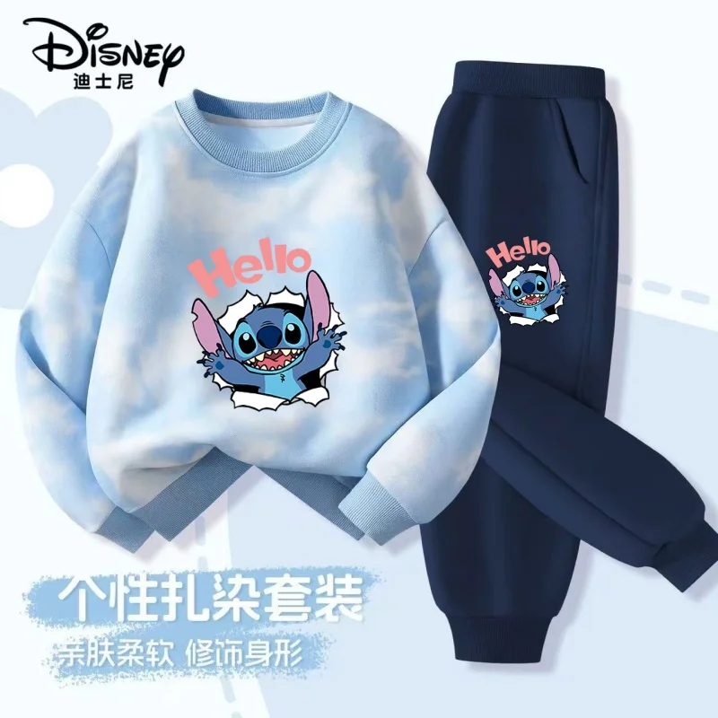 Autunno Neonata Ragazzo Vestiti Set Bambini Disney Stitch Stampa Tie-Dye Top e Pantaloni Fondo Due Pezzi Vestito di Cotone Tuta 2