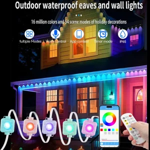 Stringa di luce per grondaia, telecomando esterno intelligente/APP/luce di controllo vocale per grondaia di casa, festa di Natale, decorazioni per le vacanze 1
