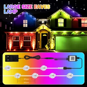 24V RGB CCT Bluetooth LED String Light Eave Lamp Impermeabile 44 tasti Controller musicale remoto Kit di alimentazione Decorazioni natalizie 15m 30m 60m 1