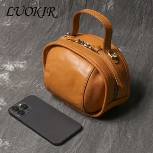 LUOKIR Borsa a tracolla da donna in vera pelle Strato superiore in pelle bovina Borsa squisita Borsa da viaggio quotidiana per cellulare Borsa da bowling 1