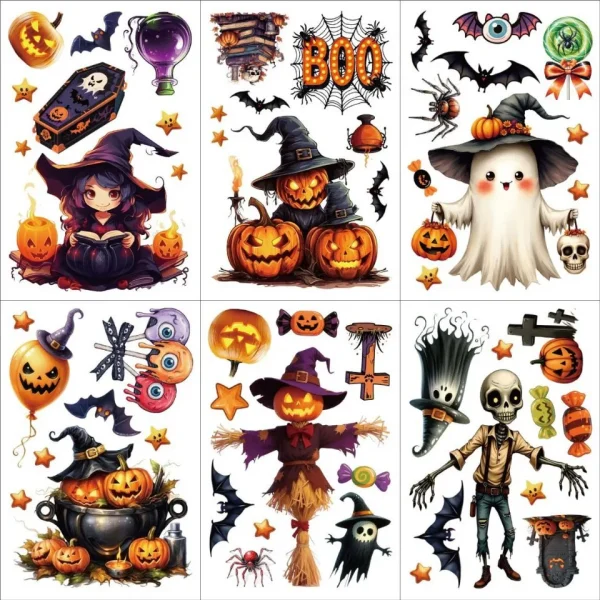 Vendita calda Fantasmi Fantasmi Testa di zucca Pipistrello Adesivi in vetro Halloween Horror Window Art - Adesivi riutilizzabili per un'atmosfera raccapricciante 5