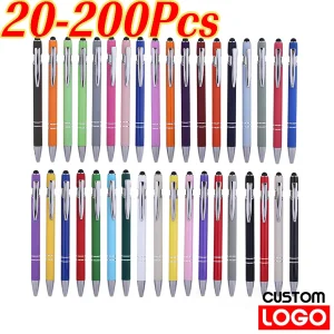20-200 pezzi logo personalizzato penna a sfera in metallo testo incisione touch screen penna pubblicitaria ufficio scuola personalizzazione privata regalo 1