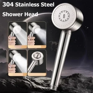 Soffione doccia ad alta pressione in acciaio inossidabile 304 3 modalità Spruzzatore a grande flusso regolabile Rubinetto per doccia anticaduta Accessori per il bagno 1