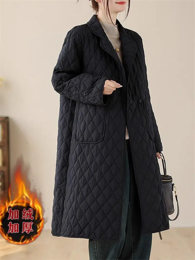 Piumino leggero in cotone da donna in autunno e inverno Cappotto trapuntato giacca a vento medio lungo allentato caldo casual A292 2