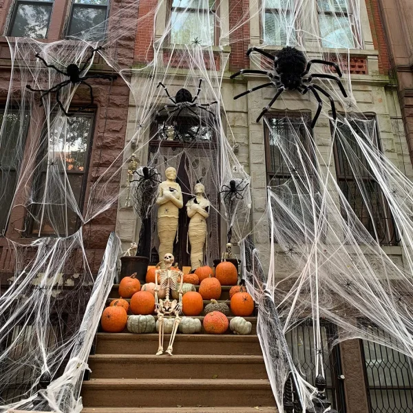 Ragnatela artificiale decorazione di Halloween scena di festa spaventosa puntelli bianco elastico ragnatela Horror House Home Decora accessori 6